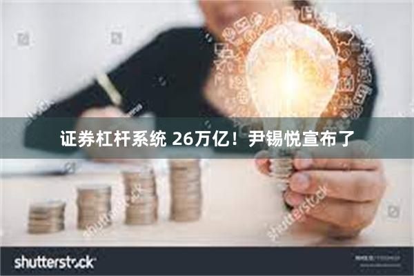 证券杠杆系统 26万亿！尹锡悦宣布了