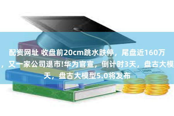 配资网址 收盘前20cm跳水跌停，尾盘近160万资金“博傻”，又一家公司退市!华为官宣，倒计时3天，盘古大模型5.0将发布