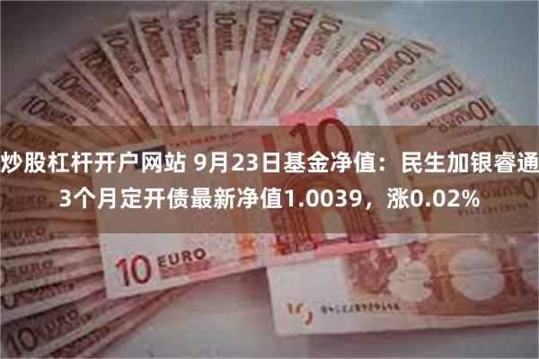 炒股杠杆开户网站 9月23日基金净值：民生加银睿通3个月定开债最新净值1.0039，涨0.02%